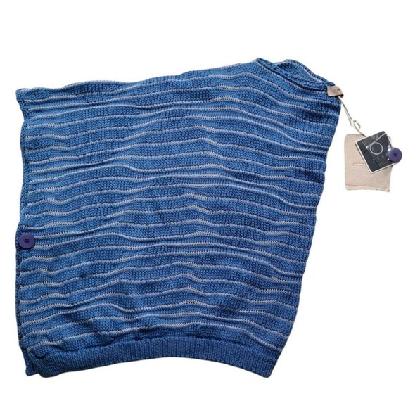 Guido Lombadi Women knitted Rectangular Pull on Cover Up Sweater Blue XL $300 - Picture 3 of 5
